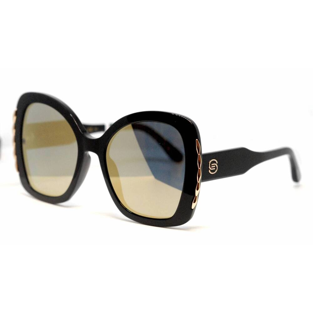 NEW ELIE SAAB women's es 030/s sunglasses in shinny black/grey lenses with gold